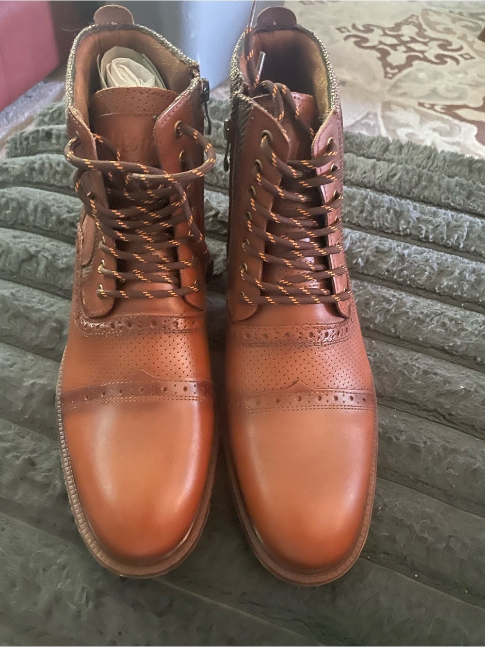 Nordstrom Men's Shop Grant Medallion Toe Boot Brown Leather Size 10